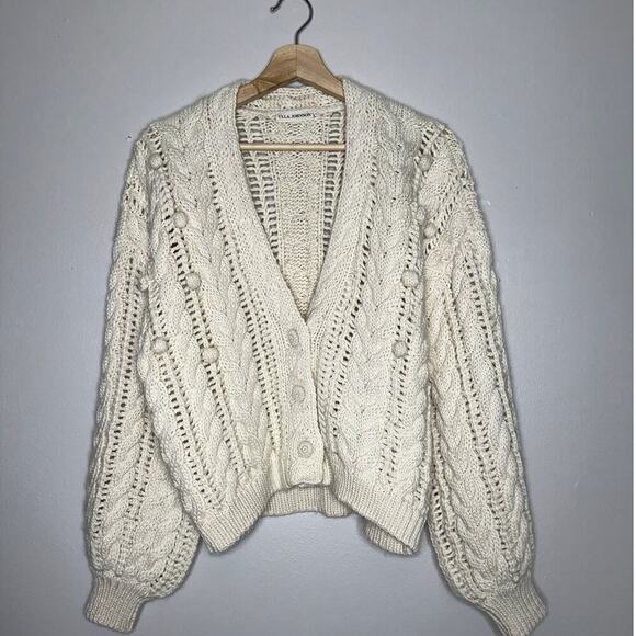 Ulla Johnson Lilo Oversized Knit Cardigan Wool/Lama Creme/Off White Size P/Small - Picture 3 of 10